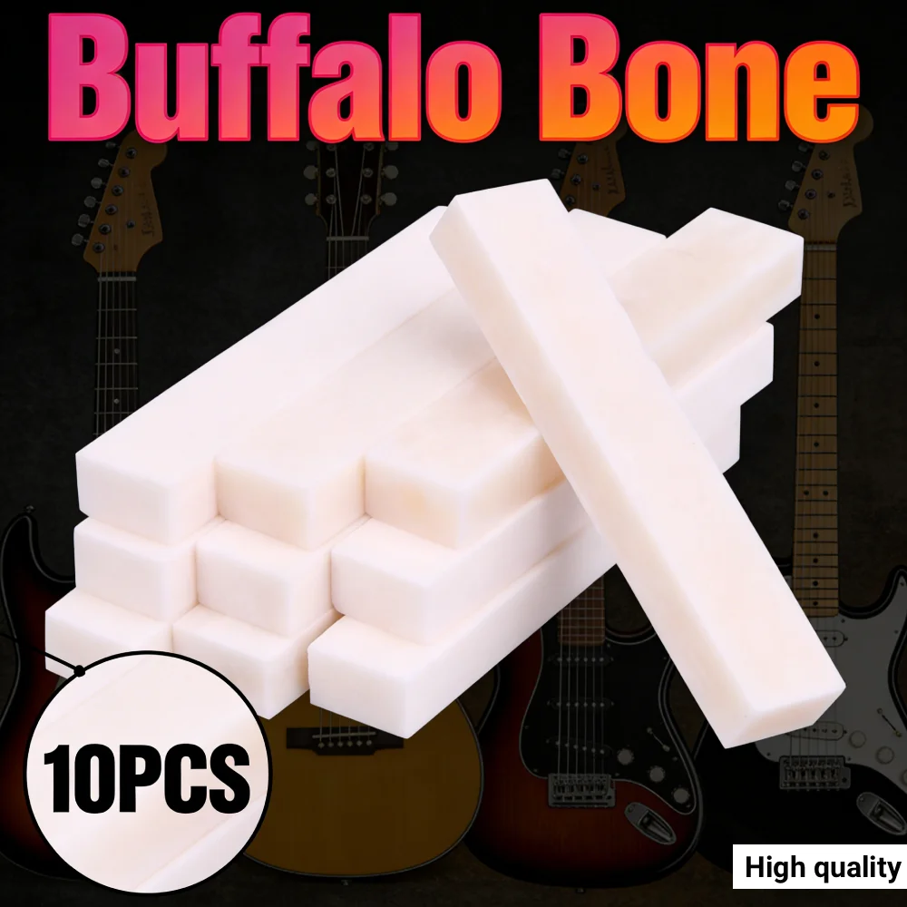 

10pcs Acoustic Guitar Pins Saddles Replacement Buffalo Bone Classical Guitar Bridge Nuts Lightweight for LP Folk Guitar