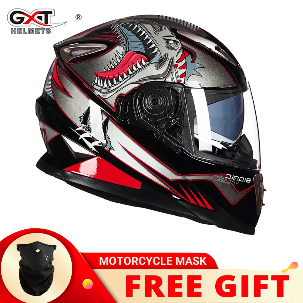 GXT-Casque de moto intégral Clown, lentille solaire intérieure, casque de motocross, sécurité légère, vélo de rue, conduite rapide