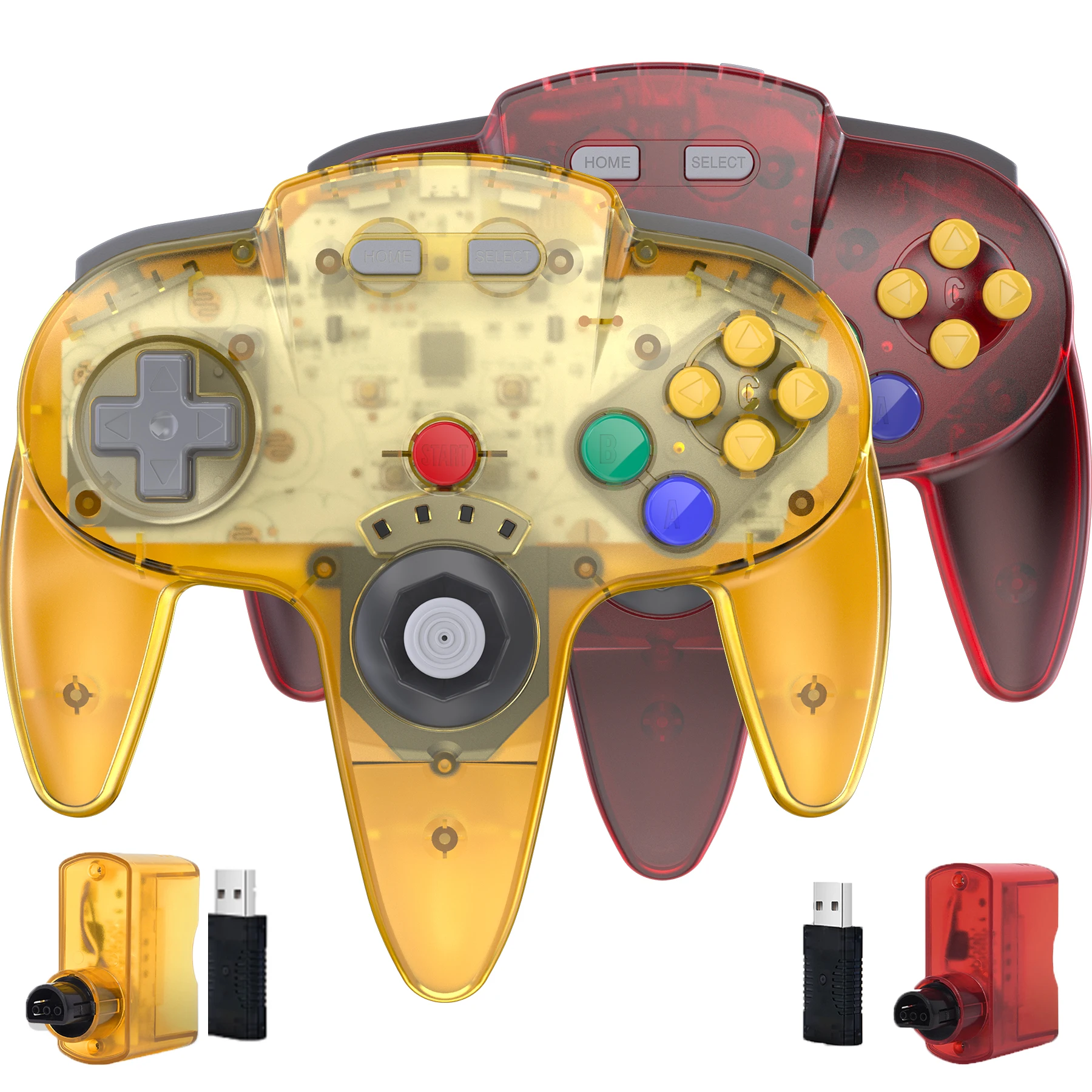 Contrôleur sans fil 2.4 GHz pour commutateur N64 en ligne, 2 pièces, avec USB et récepteur N64 pour système N64, Windows PC Mac Raspberry Pi