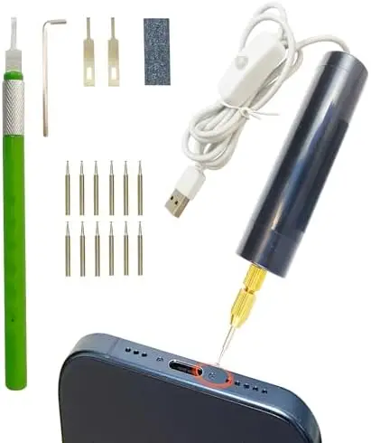 

iPhone Broken Screw Extractor Kit, Repair Tool for Damaged Screws, USB 5V2A Adapter Required