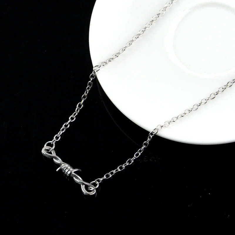 Y2K Gothic Barbed Wire Choker Silver Thorn Shape Link Chain Adjustable Extender Grunge Streetwear Women Neck Jewelry Gift