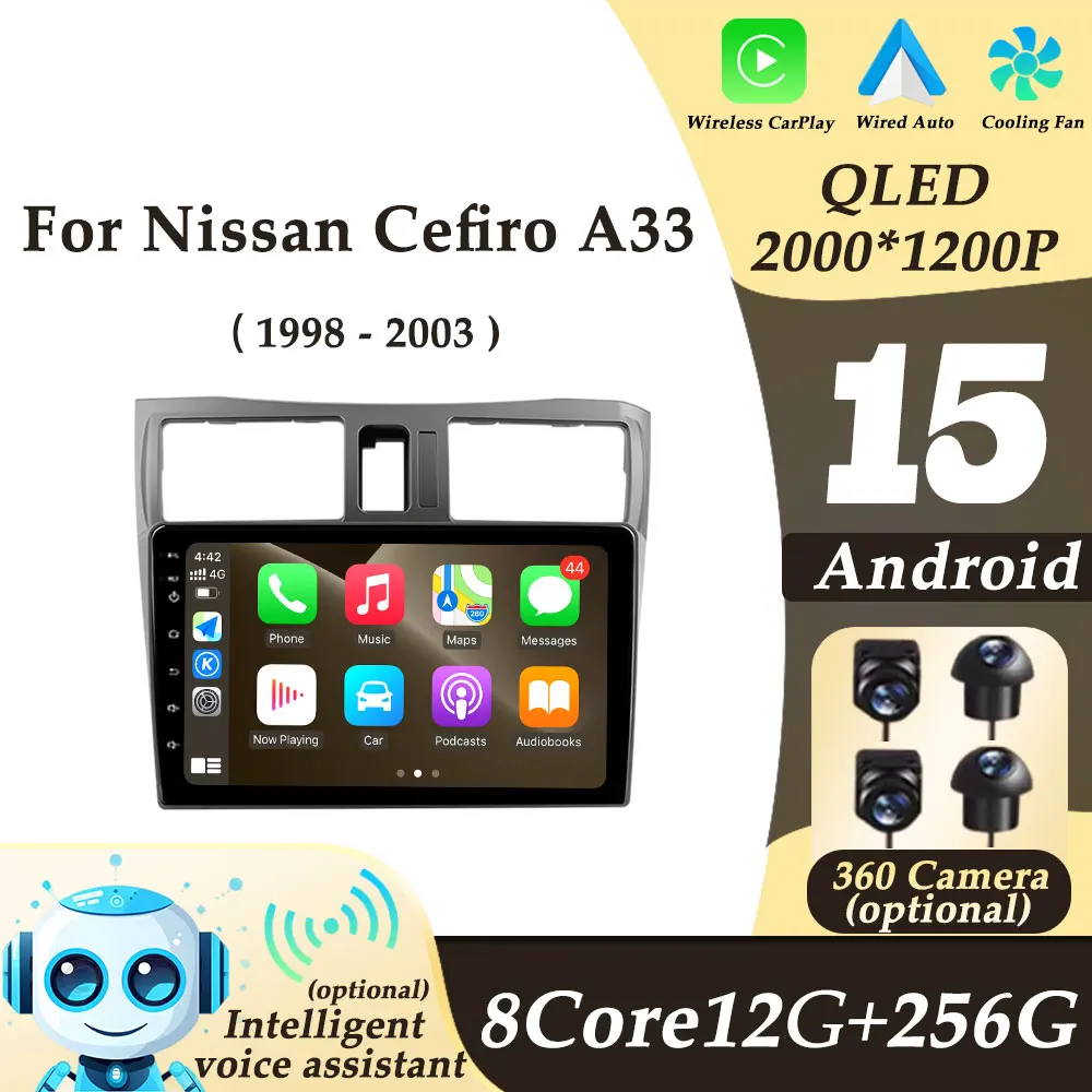 

Car Radio Multimedi Player GPS Navi for Nissan Cefiro A33 1998 - 2003 CarPlay 2K QLED Auto Tools DSP Stereo WIFI 4G BT Head Unit