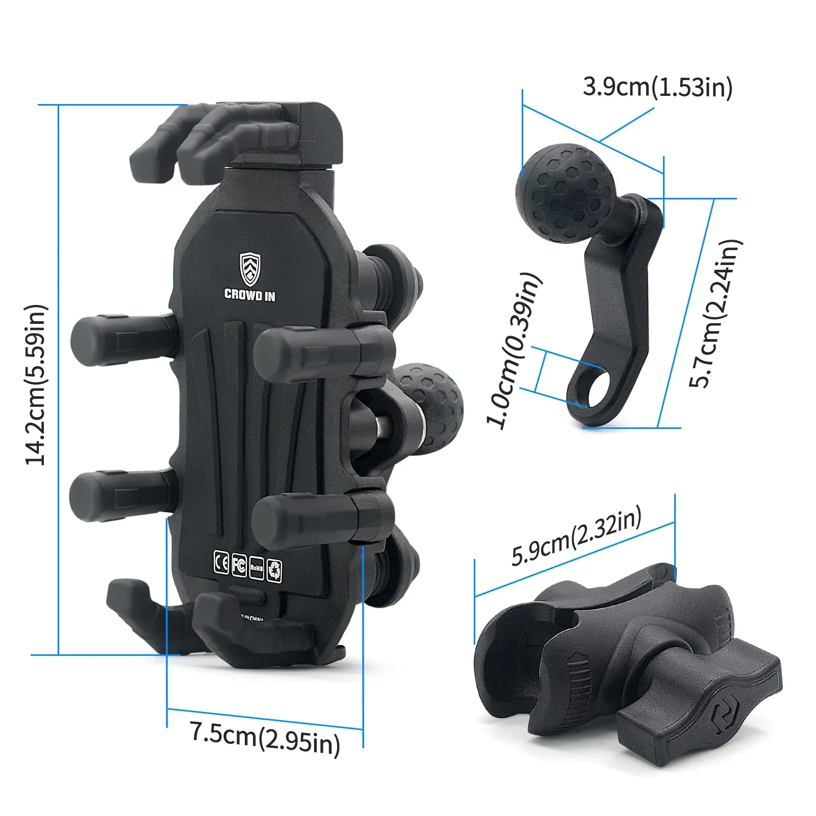 Motorcycle Phone Holder Aluminum Alloy Shockproof Bracket Anti-Shake Mobile Stand For Rearview Mirror Mount Universal GPS