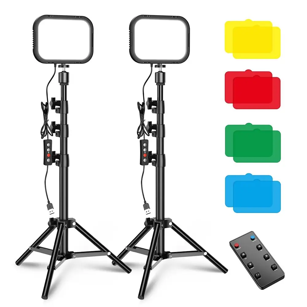 Professional Fill Light Lamp Set with Tripod Remote Controller Dual Lamp for Photo Studio Creative Video Shooting