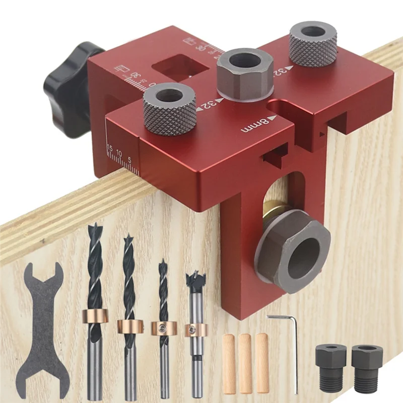 

High Quality-Universal 3 In 1 Woodworking Doweling Jig Kit Pocket Hole Jig Locator Drill Guide For Cabinet Furniture Assembly,Un