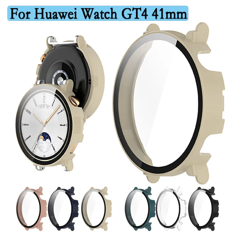 Case For Huawei Watch GT4 41mm PC Protective Shell With Tempered Film Watch Cover 2 in 1 Watch Protection