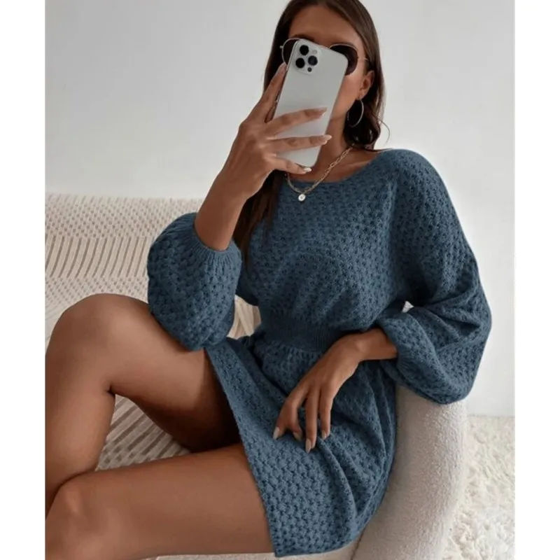 Dames trui gebreide jurk casual lange mouw slanke wrap heup trui herfst winter mode elegante kantoor dames jurken