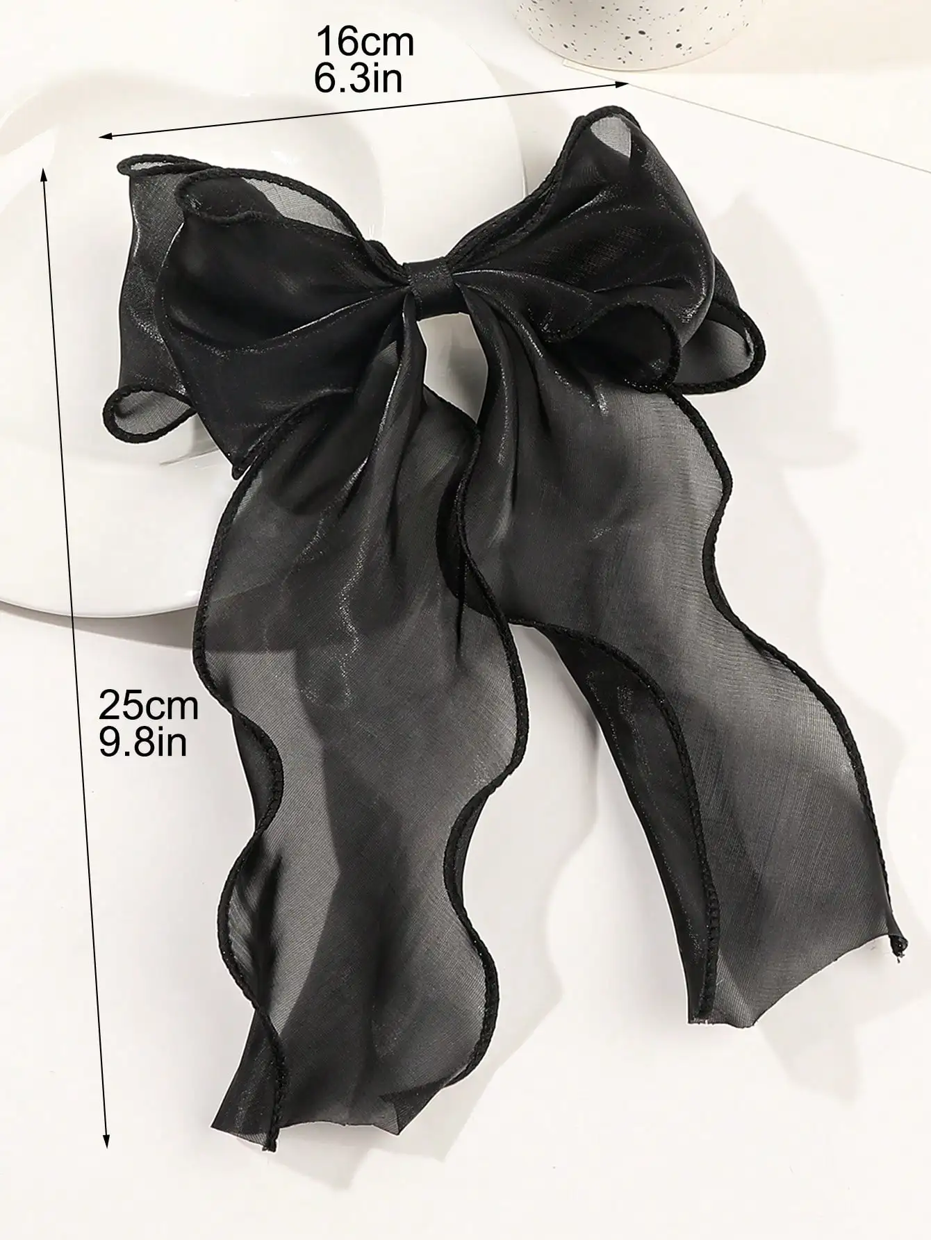 1Pcs Schwarz Polka Dot Organza Bogen Haar Clip frauen Flauschigen Band Hairgrip Französisch Kopfschmuck Süße Nette Haar Zubehör haarnadeln – Detail 7