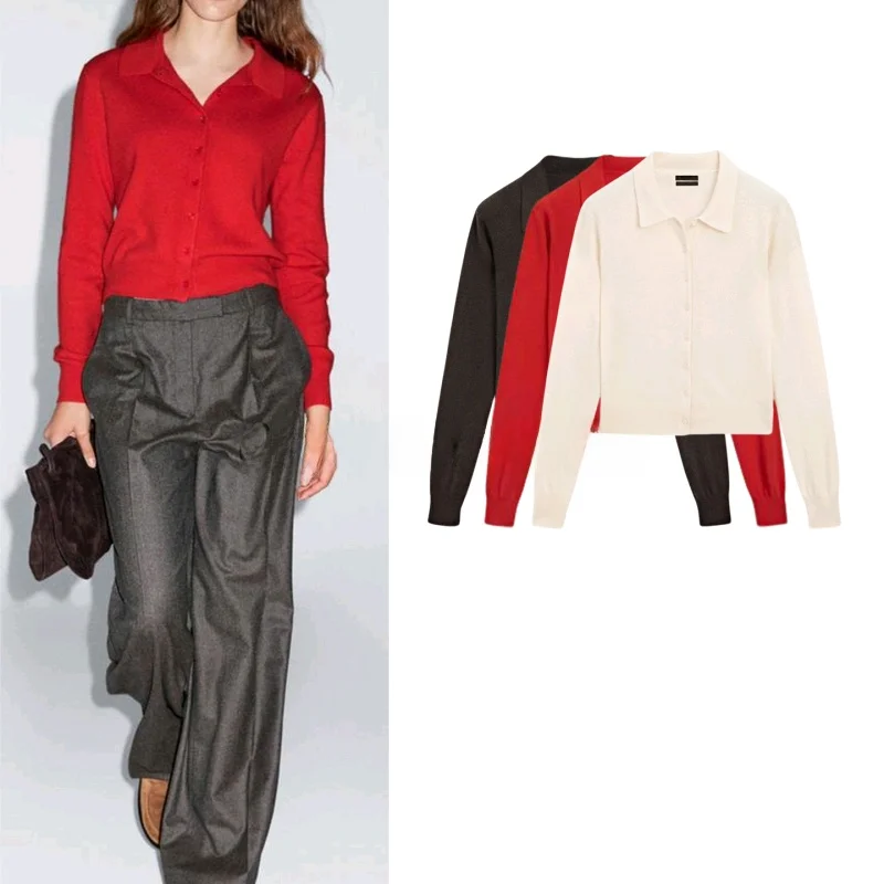 

Women's Casual Knitted Mixed Ne Commuter Sle ort Coat Loose Fit Long Sve Pure Color Polyester Fiber Cardigan