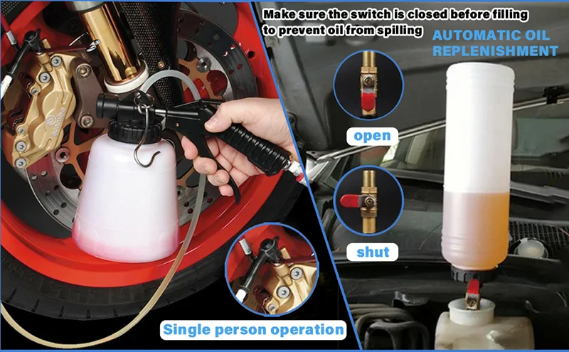 1L + 0,75 L Auto Bremsentlüfter Pumpe Blutflüssigkeit Ändern Öl Kit Luft Pneumatische Vakuum Werkzeug Set Auto Reparatur werkzeuge – Detail 4