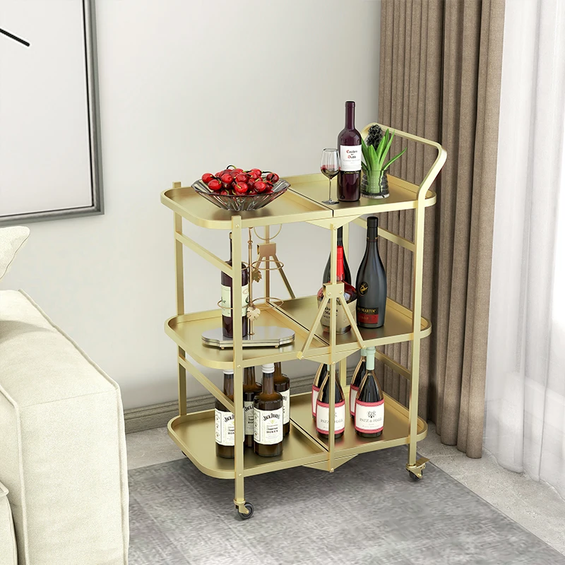 Restaurant Living Room Trolleys Household Folding Lockers Coffee Shop Hotel Kitchen Islands Dining Room Storage Cart with Wheels