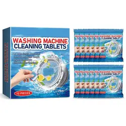 12PCS Tablets Washing Machine Effervescent Tablets Cleaner Laundry Deep Cleaning Remove Odor Decontamination Tablets Dirt