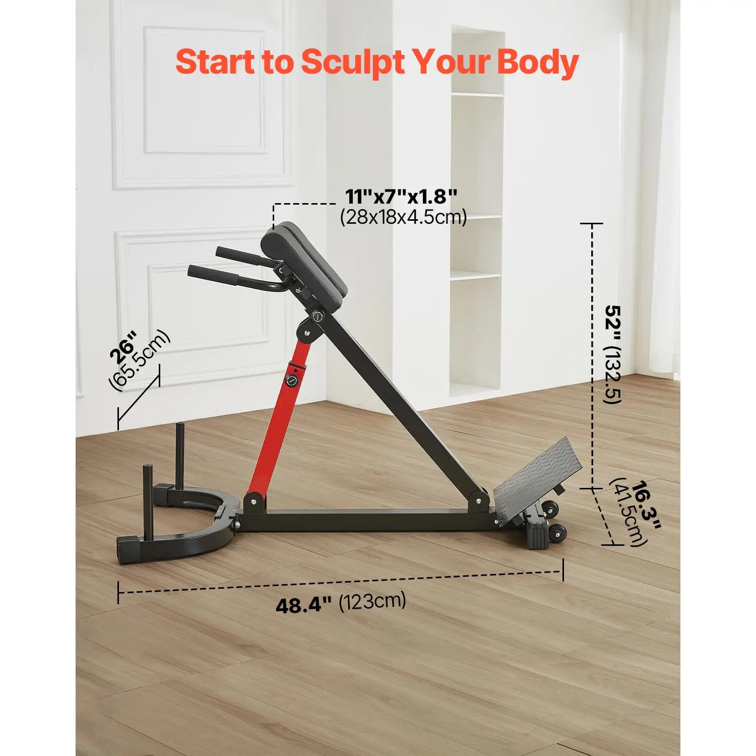 Adjustable Roman Chair Hyperextension Bench 350 lbs Multi Function Fitness Weight Bench for glute Hamstring Lower Back and Abdominal Training for home Gym Equipment