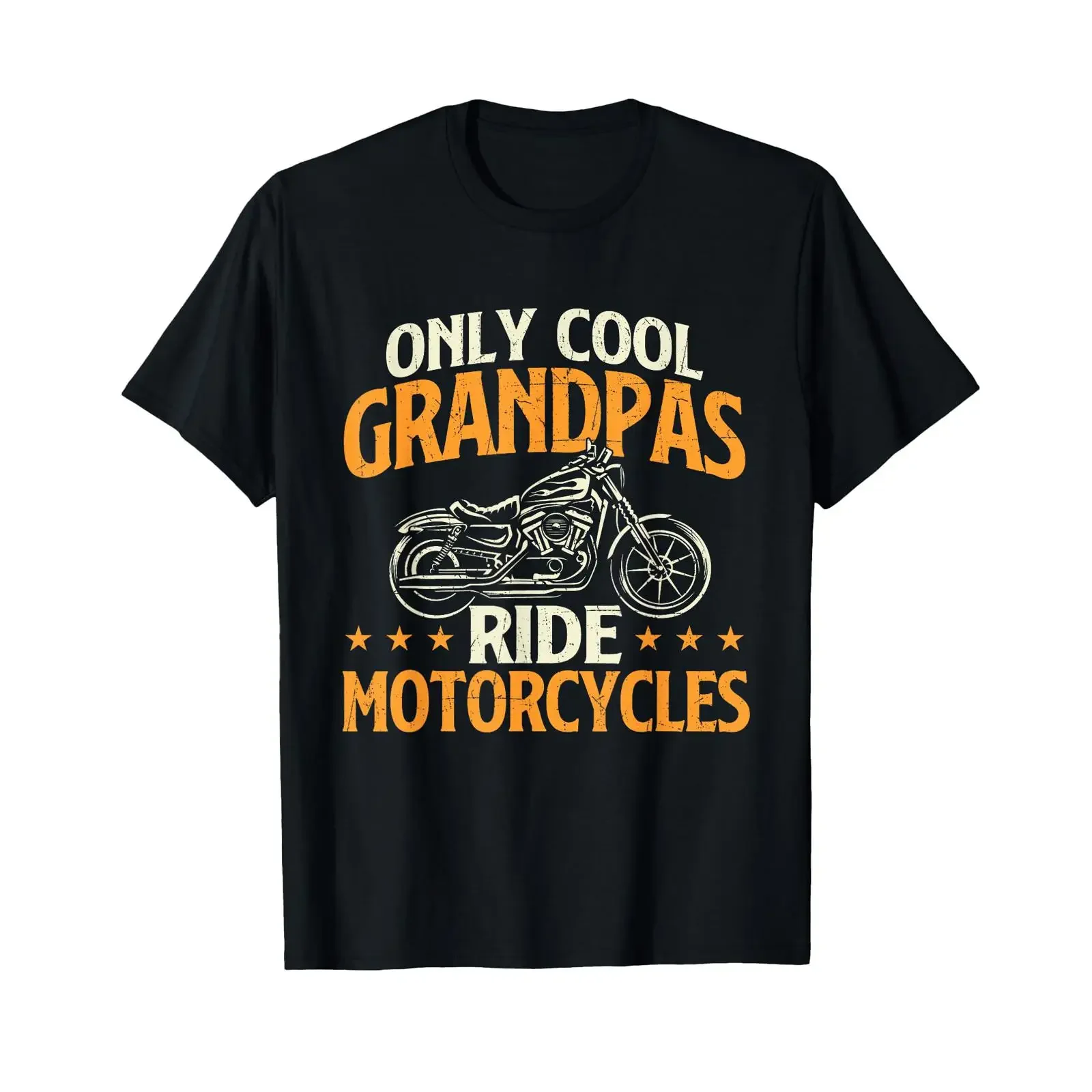 Only Cool Grandpas Ride Motorcycles Bike Motorcycling T-Shirt Vintage Washed Streetwear Vielseitig Soft Homme Casual Stretched