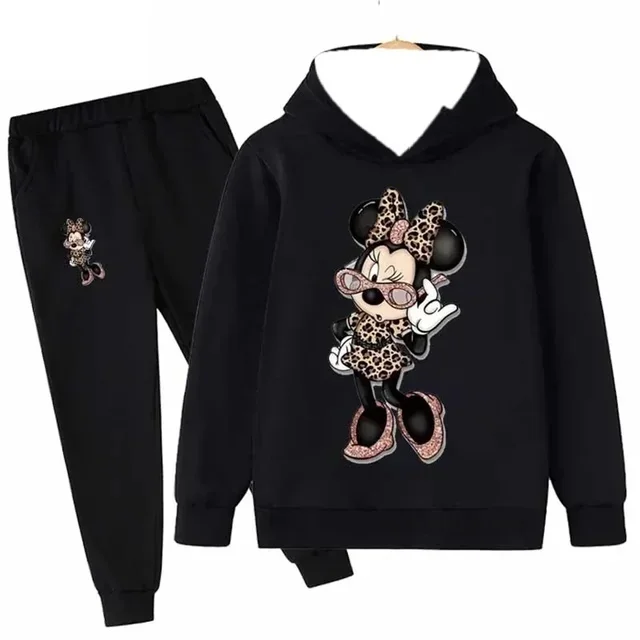 

Mickey Mouse Minnie Disney Cartoon Boy Girl Hoodies Pants Outdoor Casual Sports Loose Comfortable Kid Long-sleeve Sweatshirt Set