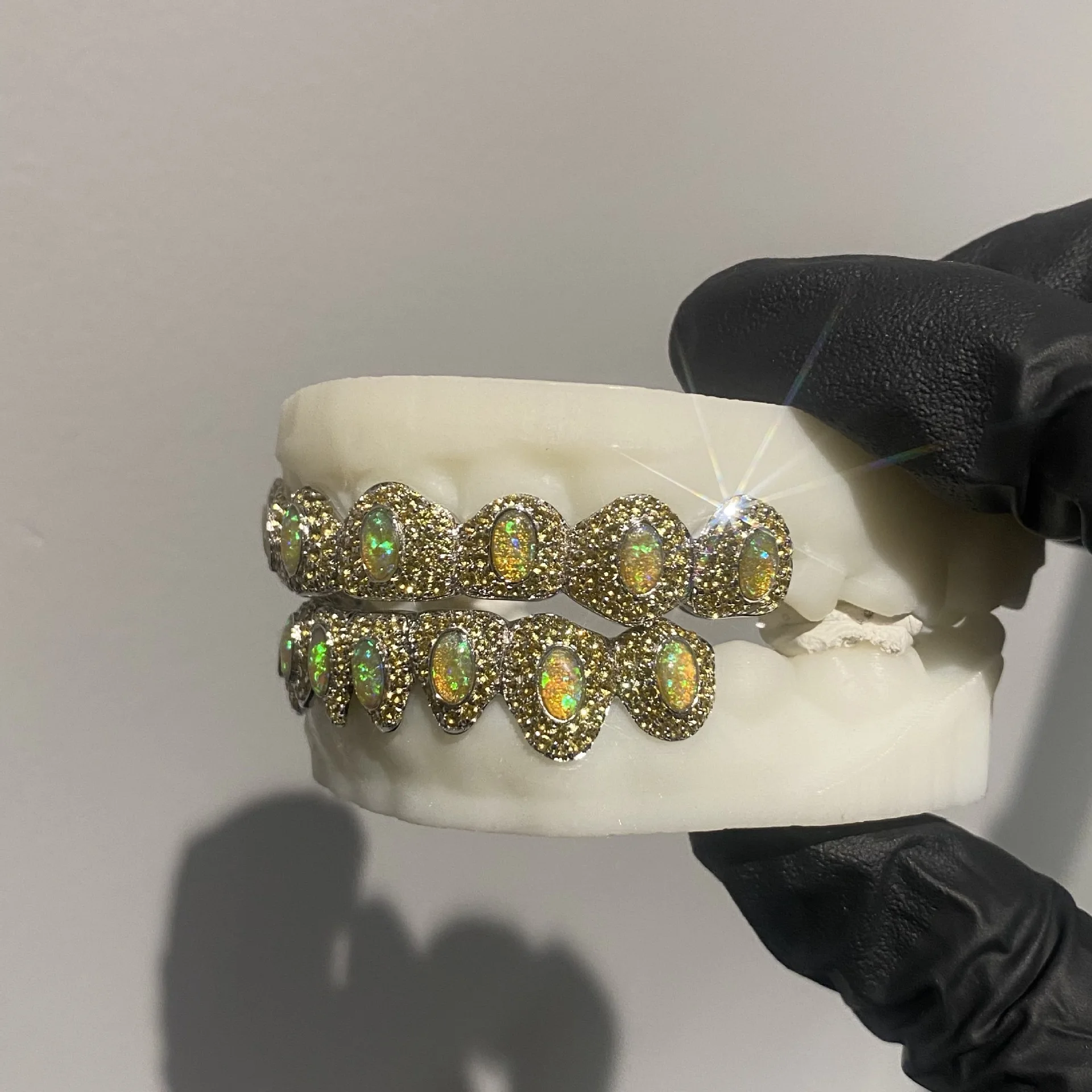 Opal Yellow Corundum Grill Top 8 Bottom 8 European And American Cross-border Hot-selling Grillz