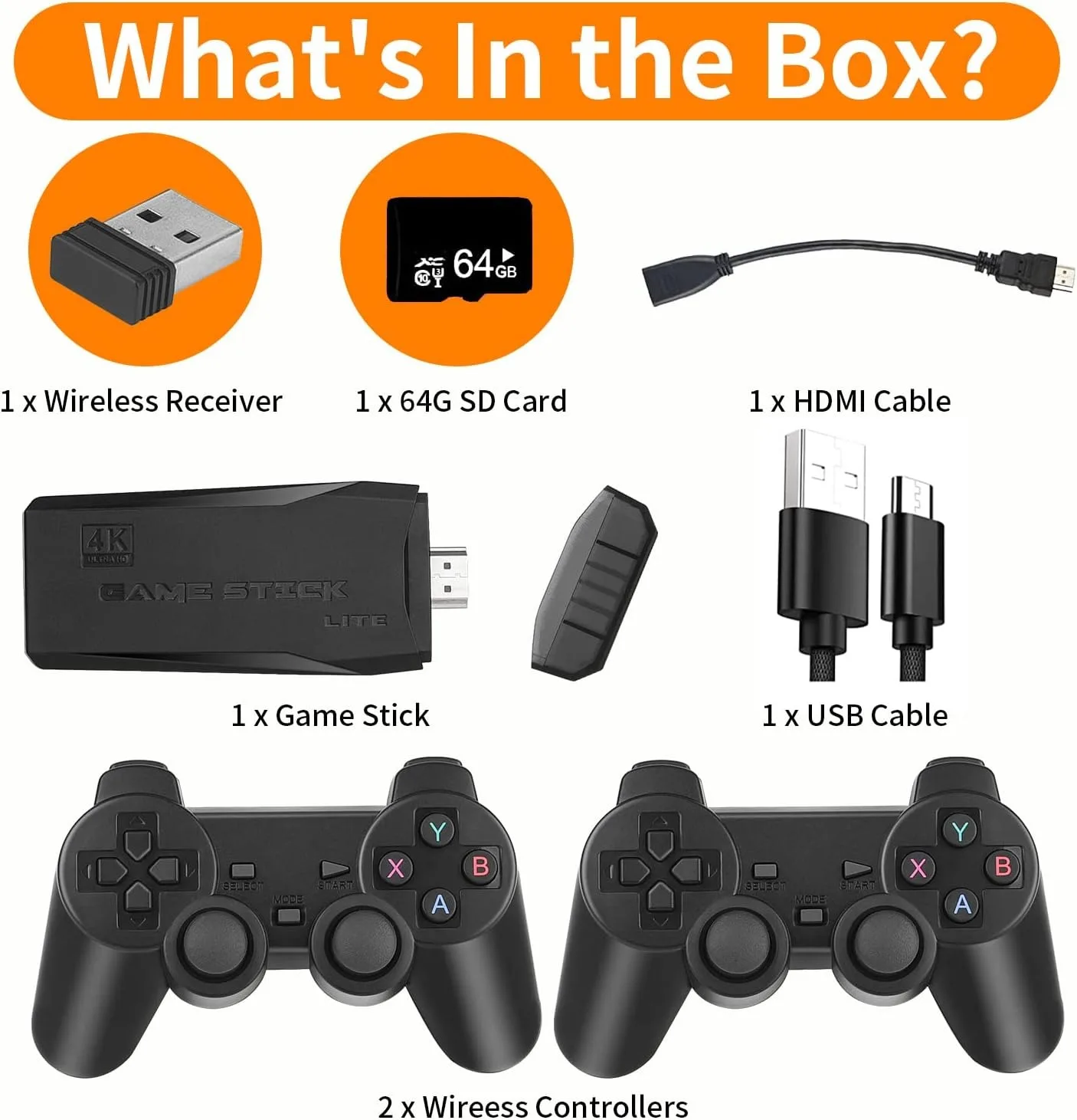 وحدة تحكم ألعاب فيديو ريترو M8 64GB مدمجة 20000 لعبة وحدة تحكم لاسلكية محمولة تلفزيون مع محاكي 4K HD هدايا لاسلكية مزدوجة