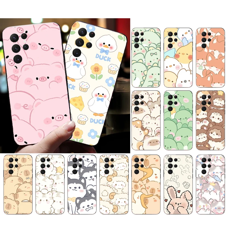 

Cartoon Cute animal Pig Duck Capybara Phone Case For Samsung S25 S24 S23 S22 S21 Ultra S24 S23 S22 S21 Plus S24 S21 S20 FE