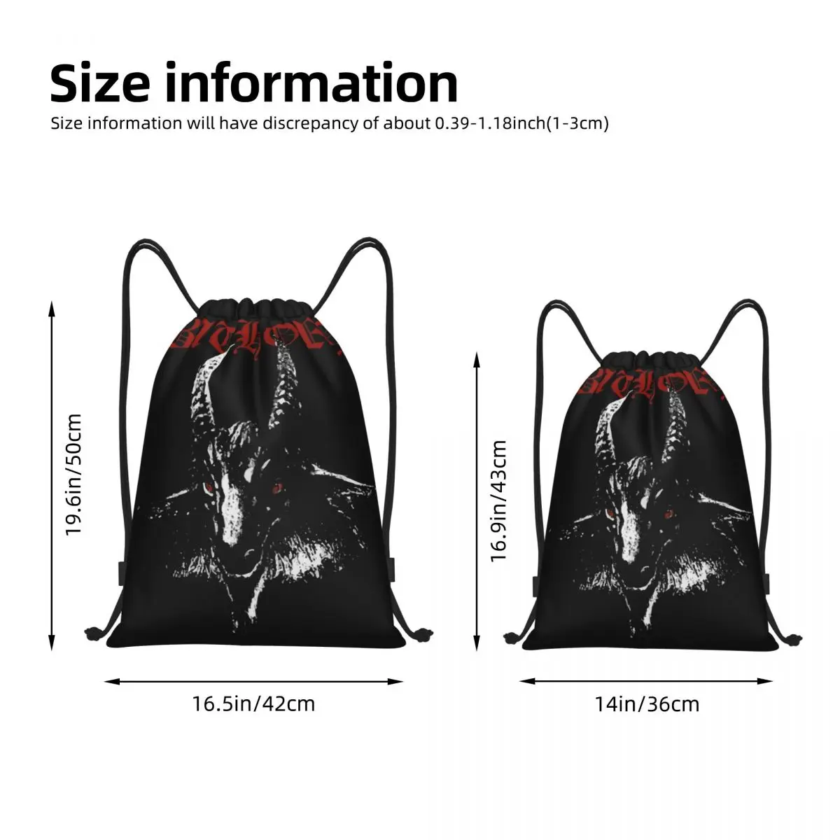 Black Metal Band Bathory Goat Drawstring Backpack Sports Gym Bag String Sackpack for Running