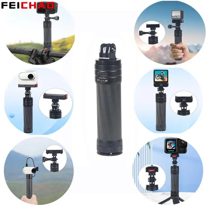 كاميرا قوة البنك ألياف الكربون Selfie عصا حامل ثلاثي القوائم 22.5 واط شحن سريع المغناطيسي جبل ل GoPro Insta360 Go 3 3S DJI Action