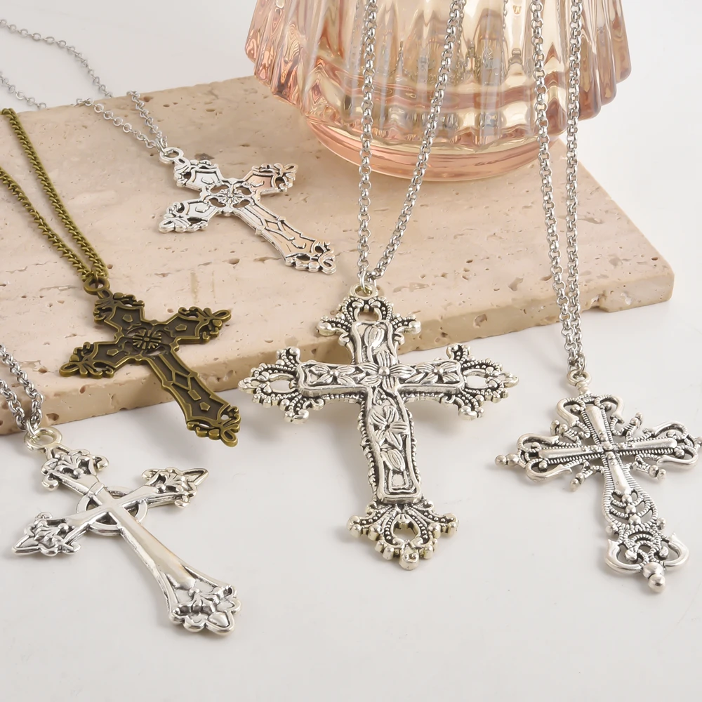Classic Religion Jesus Faith Cross Charms Chain Necklaces чокер  For Women Choker Collares Mujer Party Gift Jewelry Making