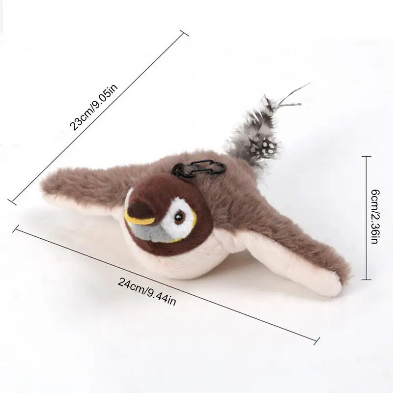 Flying Bird Cat Toy Catnip Toys For Cats Flapping Wings Sparrow Catnip Toys Vivid Chirping Simulation Bird Interactive Cat Toy