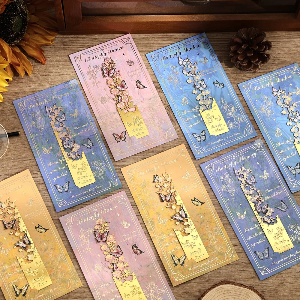 1 pc Vintage Butterfly Flower Golden Hollow Metal Bookmark Students Creative Gift Reading Tool Bookmark Stationery Supplies