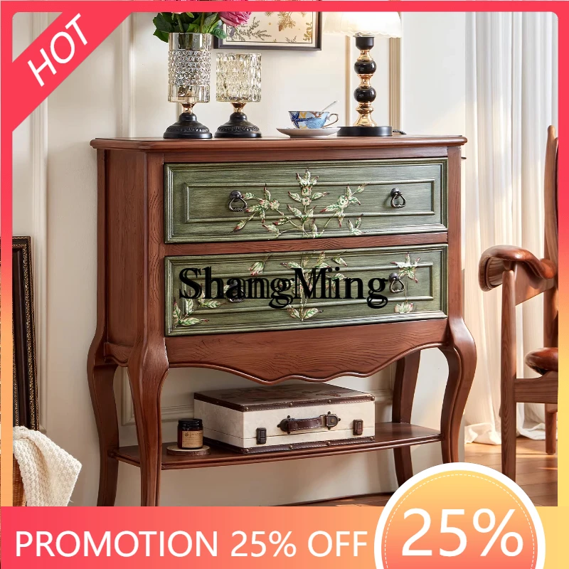 

ZYY retro painted two-bucket entrance cabinet, living room partition decoration storage locker