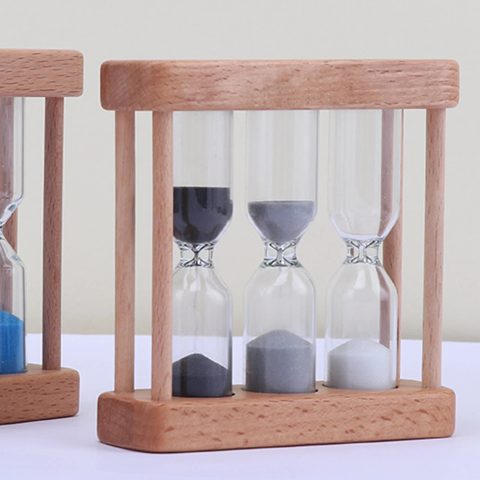 Wooden Sand Hourglass Timer Sandglass Timer Mini Sand Timer Wood Frame Hourglass for Games Kitchen Cooking Office Decor