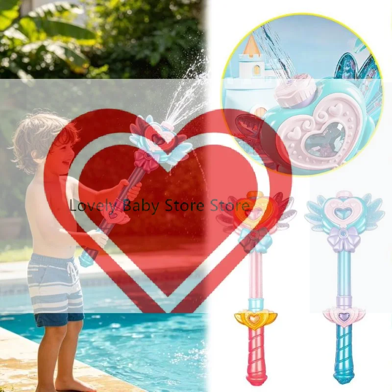 【BS】Girl Toy Water Fairy Magic Wand Pull Type Water Squirt Guns Long Spray Range Colorful For Summer Pool Beach Water Play
