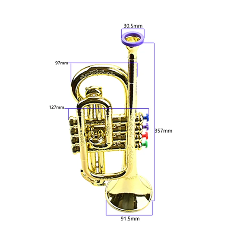 Trompent dorée ABS pour enfants, instruments à vent, jouet musical, dos, 4 couleurs prédire