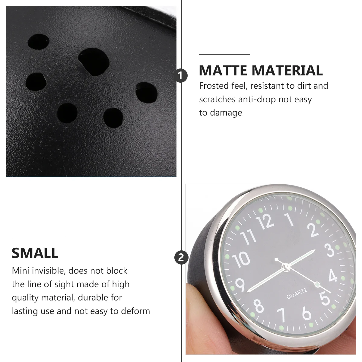 

Car Clock Dashboard Luminous Quartz Clock Black Mini Vehicle Mounted Lightweight Durable Adhesive Installation For Auto Interior