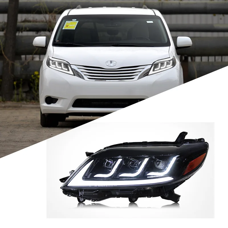 Suitable for Toyota sienna 2011-2020 headlight assembly modified LED lens headlight streamer turn signal