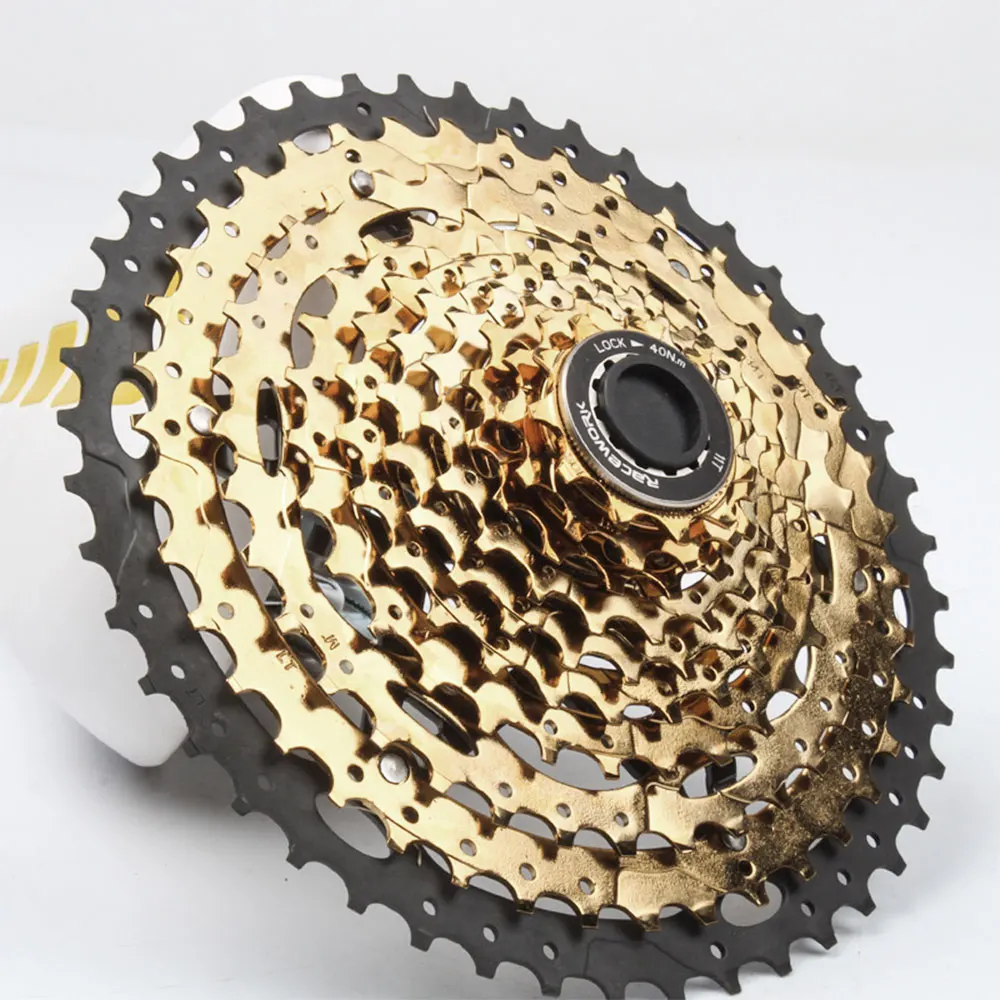 RACEWORK 10 Speed Cassette Gold Sprocket for Shimano HG Structure MTB Bicycle 42T 46T 50T Freewheel Mountain Bike Cycling Parts