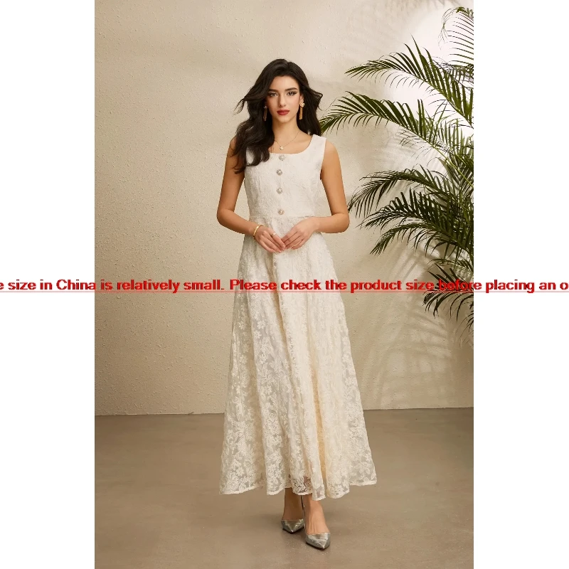 Women Elegant Lace Matching Set Beaded Cardigan Short Jacket Square Neck Sleeveless Maxi Dress Formal Party Two‑Piece Vestidos