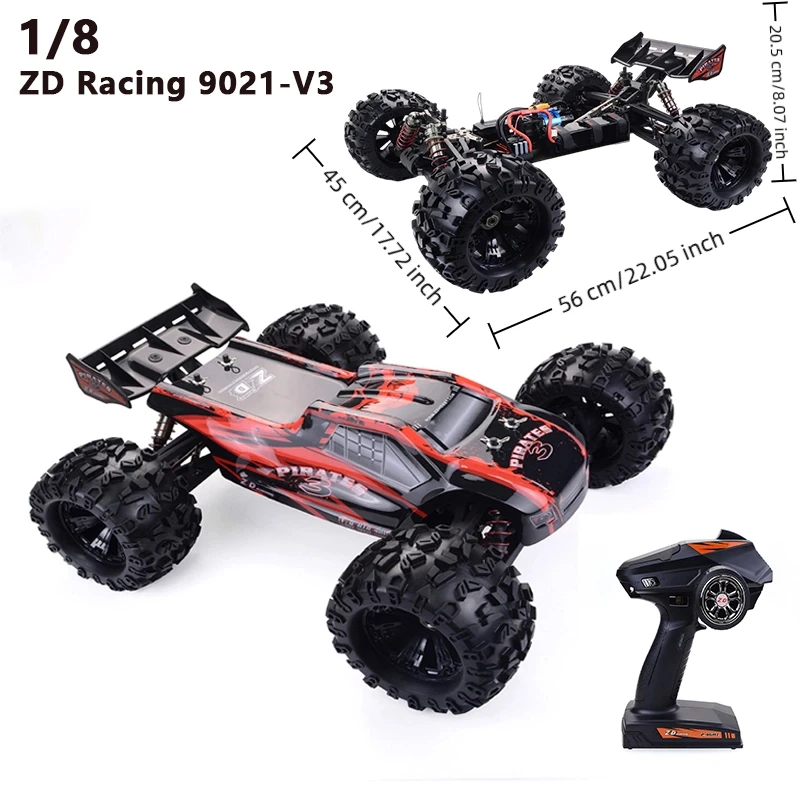 

1/8 ZD Racing 9021-V3 RC Car MT8 Pirates3 4WD Brushless Truggy RTR/Frame KIT 2.4G 90km/h Electric RC Drift Vehicle Model Racing