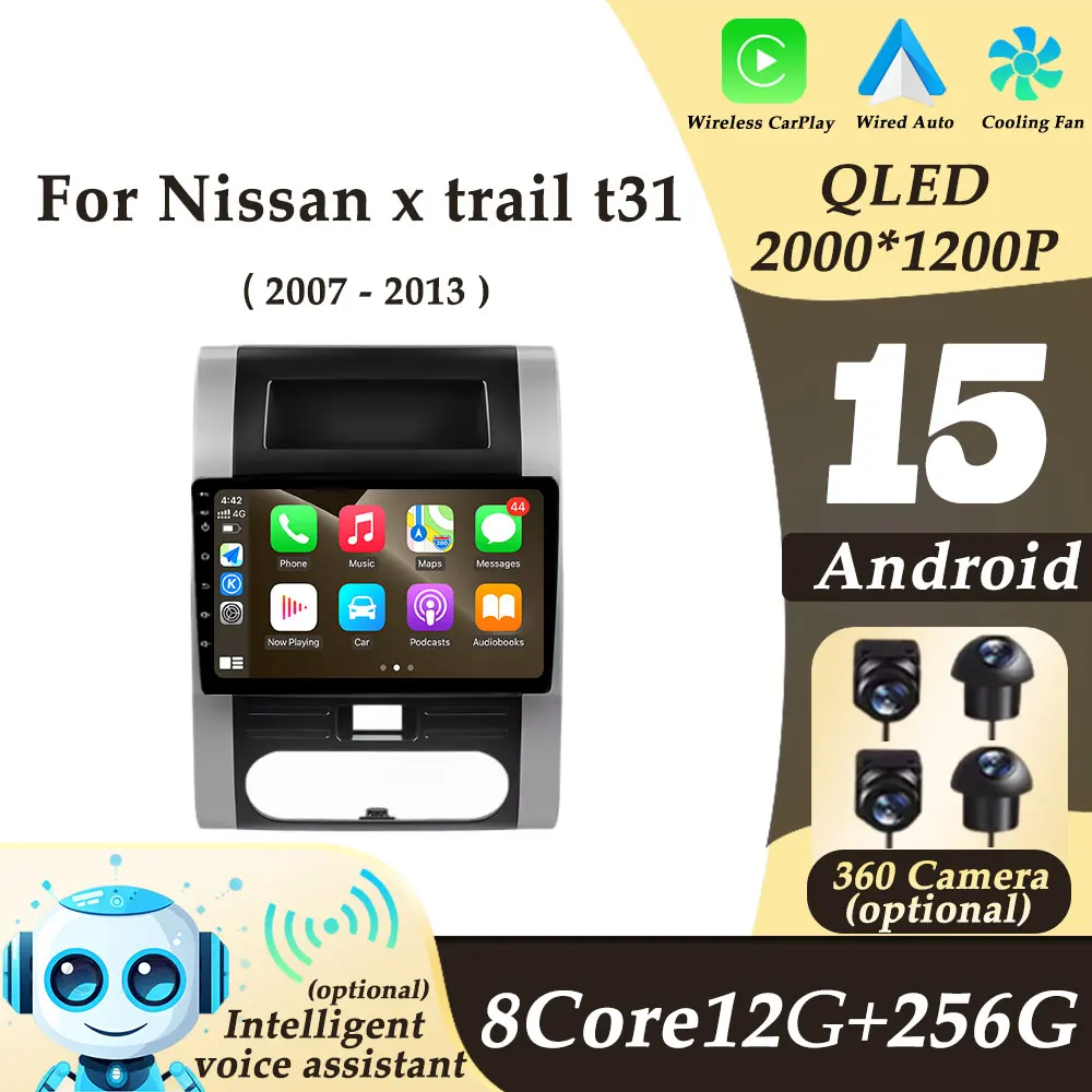 

Android Auto CarPlay for Nissan x trail t31 2007-2013 Car Radio Multimedi Player GPS Navi 2K QLED Split Screen WIFI BT No 2 din