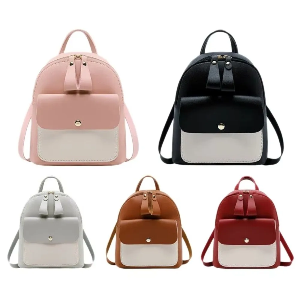 New Mini Small Backpack PU Leather Zipper Closure School Bag Adjustable Phone Bag Travel Storage