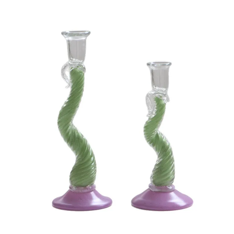 

French relief glass candle holder, replicating the ancient high-footed dining table atmosphere candle holder home