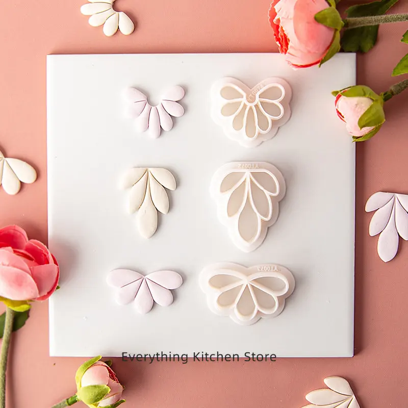 Blume Blatt Weiche Keramik Polymer Clay Schneider Ohrringe Anhänger Schmuck Präge Form DIY Blütenblatt Geometrische Figur Schneiden Formen – Detail 5