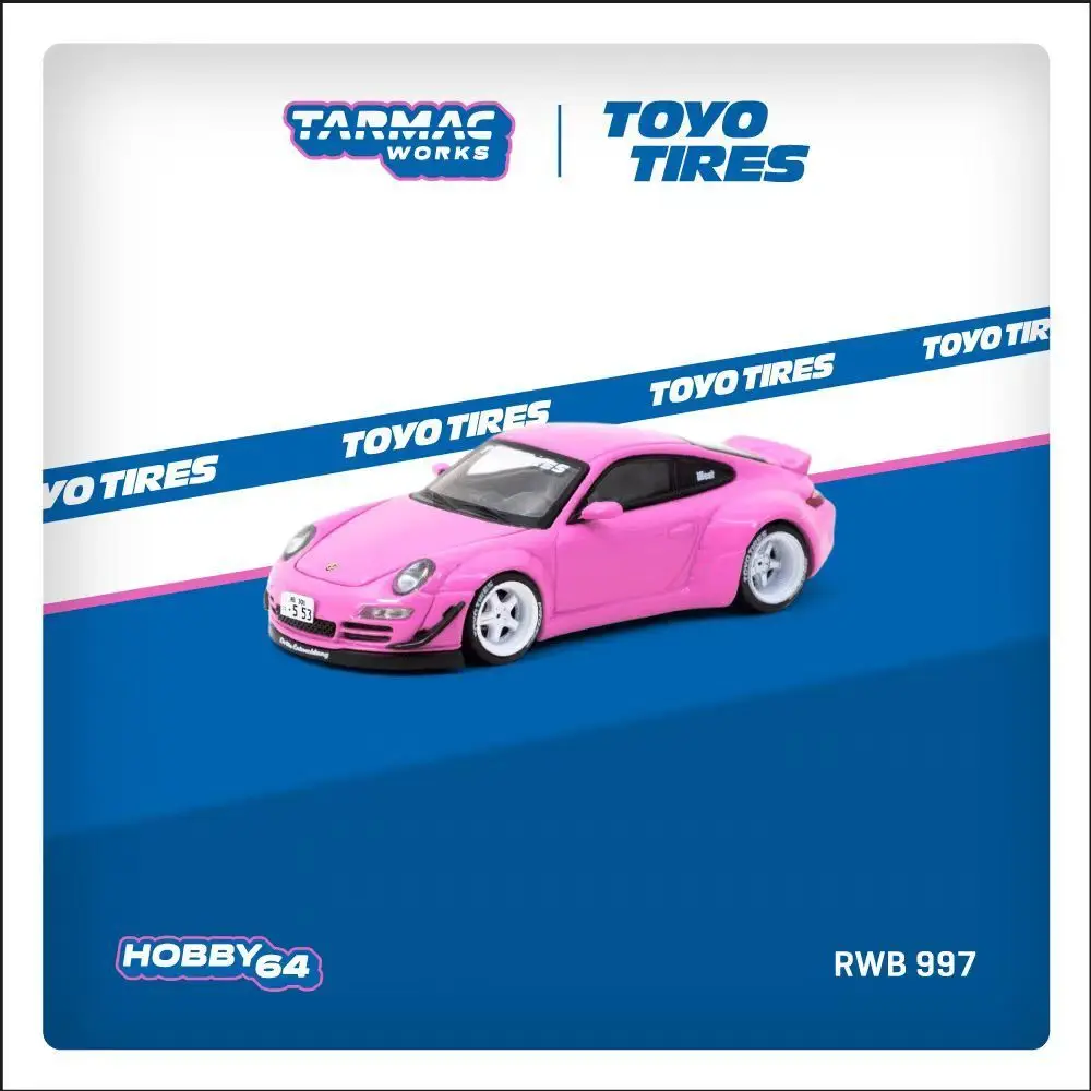 TW In Stock 1:64 RWB Backdate Violetta 997 Pink Diecast Diorama Car Model Collection Toys Tarmac Works