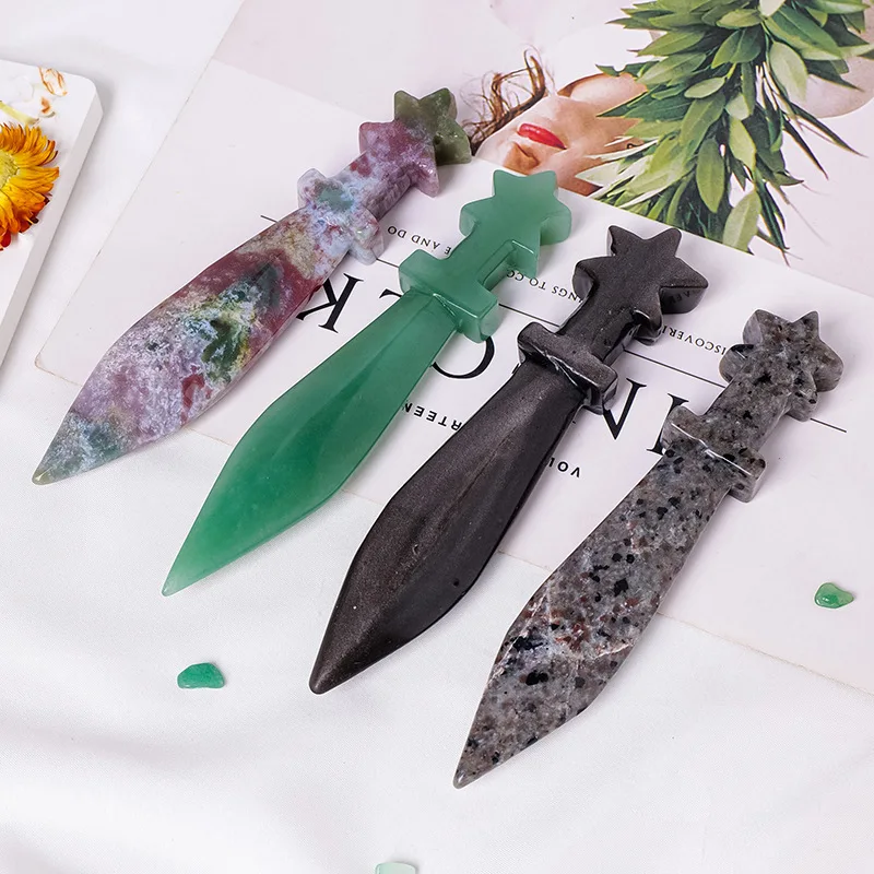 

Nature Crystal Dagger Knif For Home Office Garden Decoration Ornament Gift Demstone