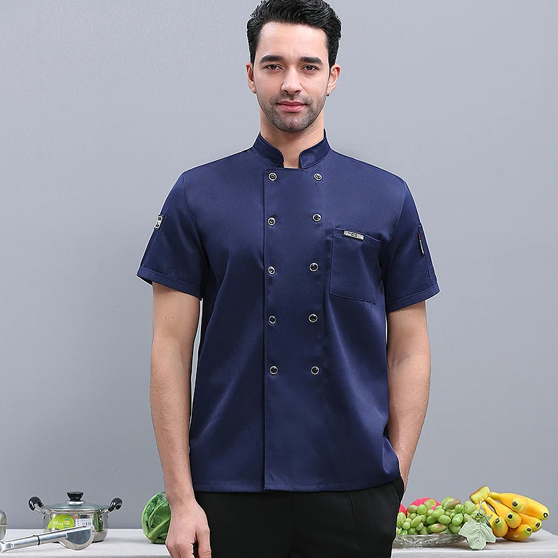 Chef Uniform Men Cook Clothes Unisex Restaurant Kitchen Shirt Short/Long Sleeves Pastry Jacket Works Top Print Logo Pattern