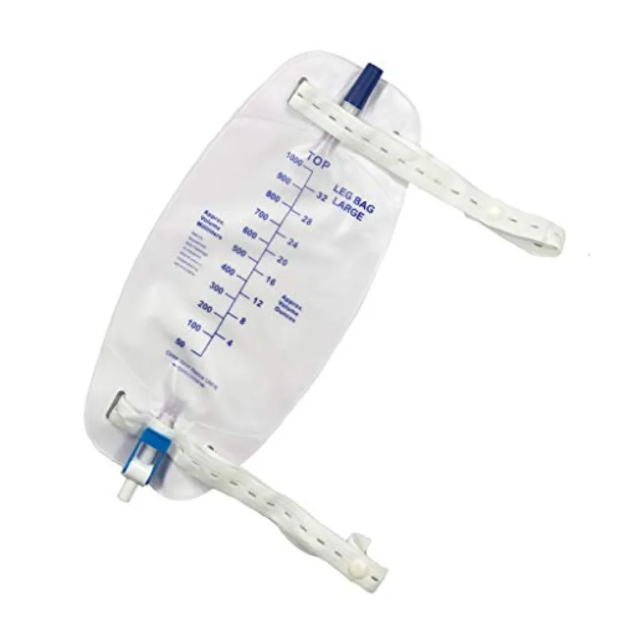 

Easy-Tap Leg Bag Urinary Drainage Bag with Cloth Straps Anti-Reflux Valve Latex-Free Easy Flip Drain 32 Oz 3 Pack