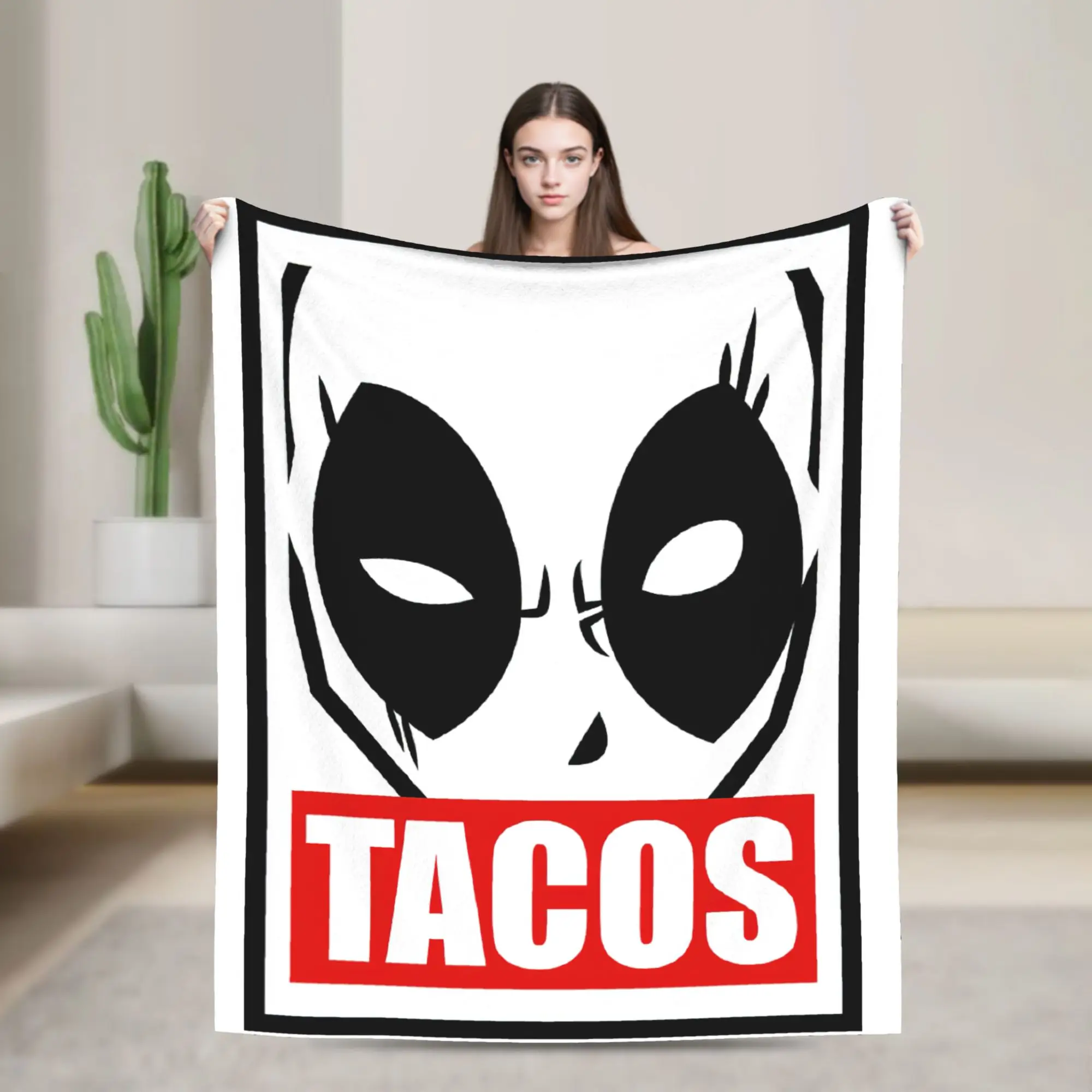 

Deadpool Tacos Anime Flannel Blanket Disney Custom Throw Blankets for Home Hotel Sofa 125*100cm Bedspreads