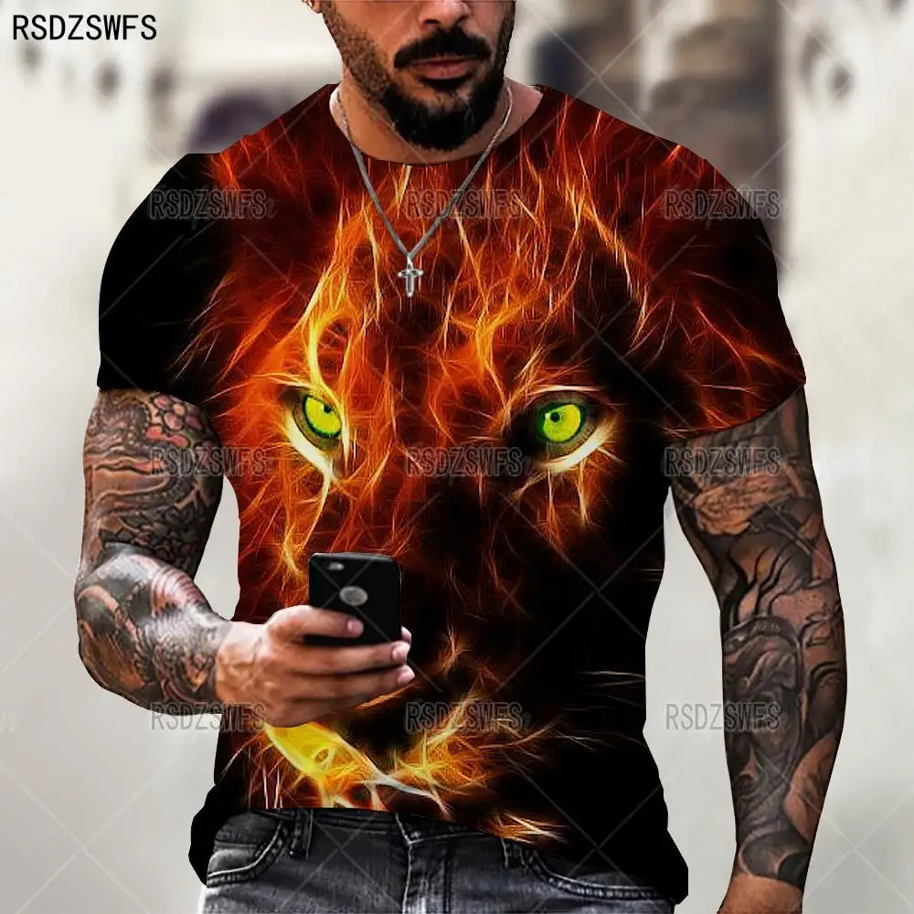 Fashion Animal Lion Graphic 3D Men T Shirt Summer Casual O-Neck Short Sleeve Oversized Male T-Shirt Streetwear Trendy Tops Tees