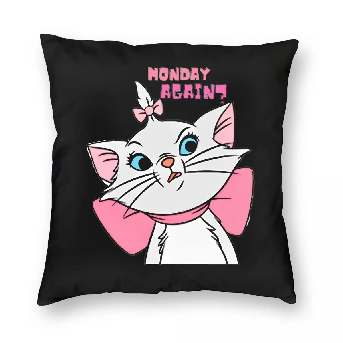 Marie Cat Aristocats Monday Again Pillowcase Printed Polyester Cushion Cover Decorations Cute Pillow Case Cover Car Zipper 45X45