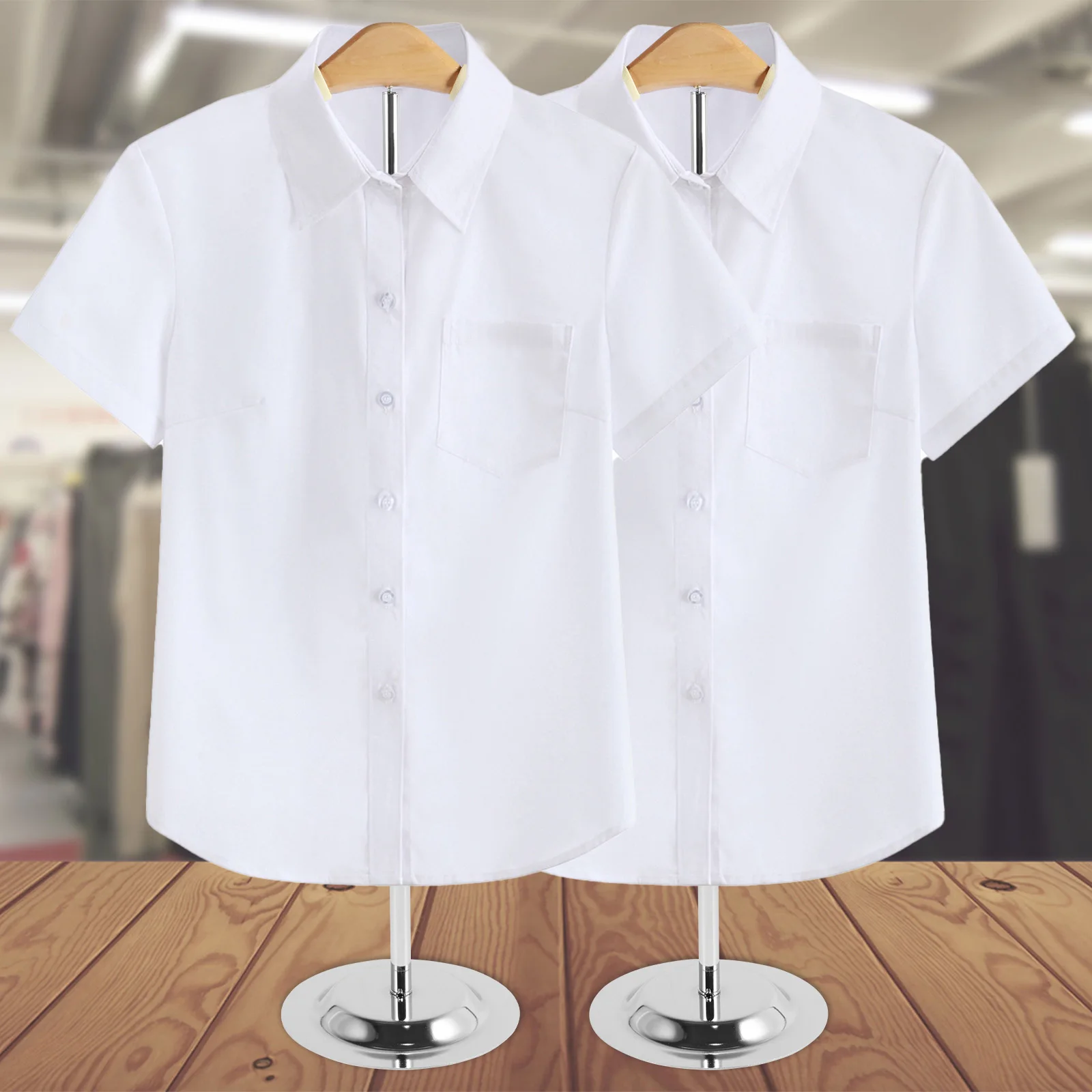 2 Pcs Shirt Shoulder Stand Adjustable Shirt Display Stand Round Base Shirt Display Rack Multifunctional Shirt Hanger Display