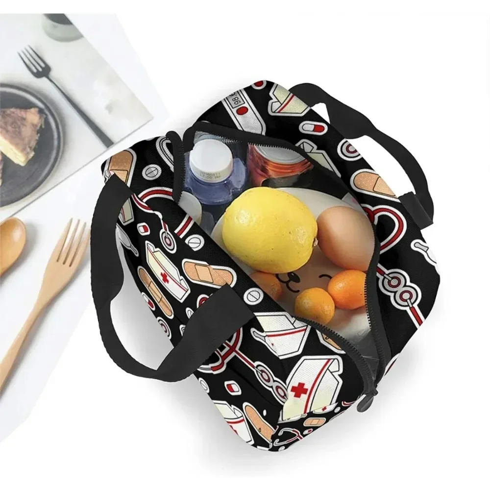 حقيبة غداء على شكل ممرضة للنساء، حقيبة حمل معزولة، صندوق غداء مبرد قابل لإعادة الاستخدام للعمل والسفر والنزهات #2