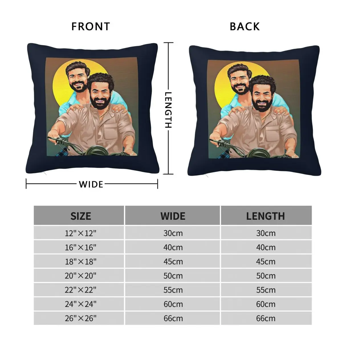 Rrr Ram Charan NTR Jr Square Pillowcase Polyester Linen Velvet Creative Zip Decor Throw Pillow Case Home Cushion Cover